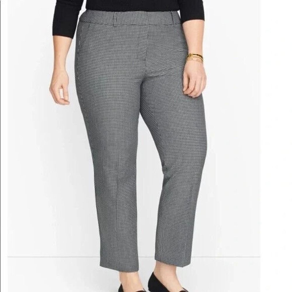 Talbots Hampshire Ankle Pants 16 Petite Academia Office Preppy Houndstooth Tweed